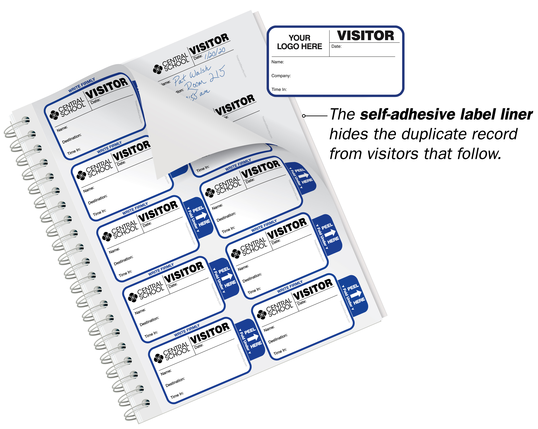 Corporate visitor badge sign-in book