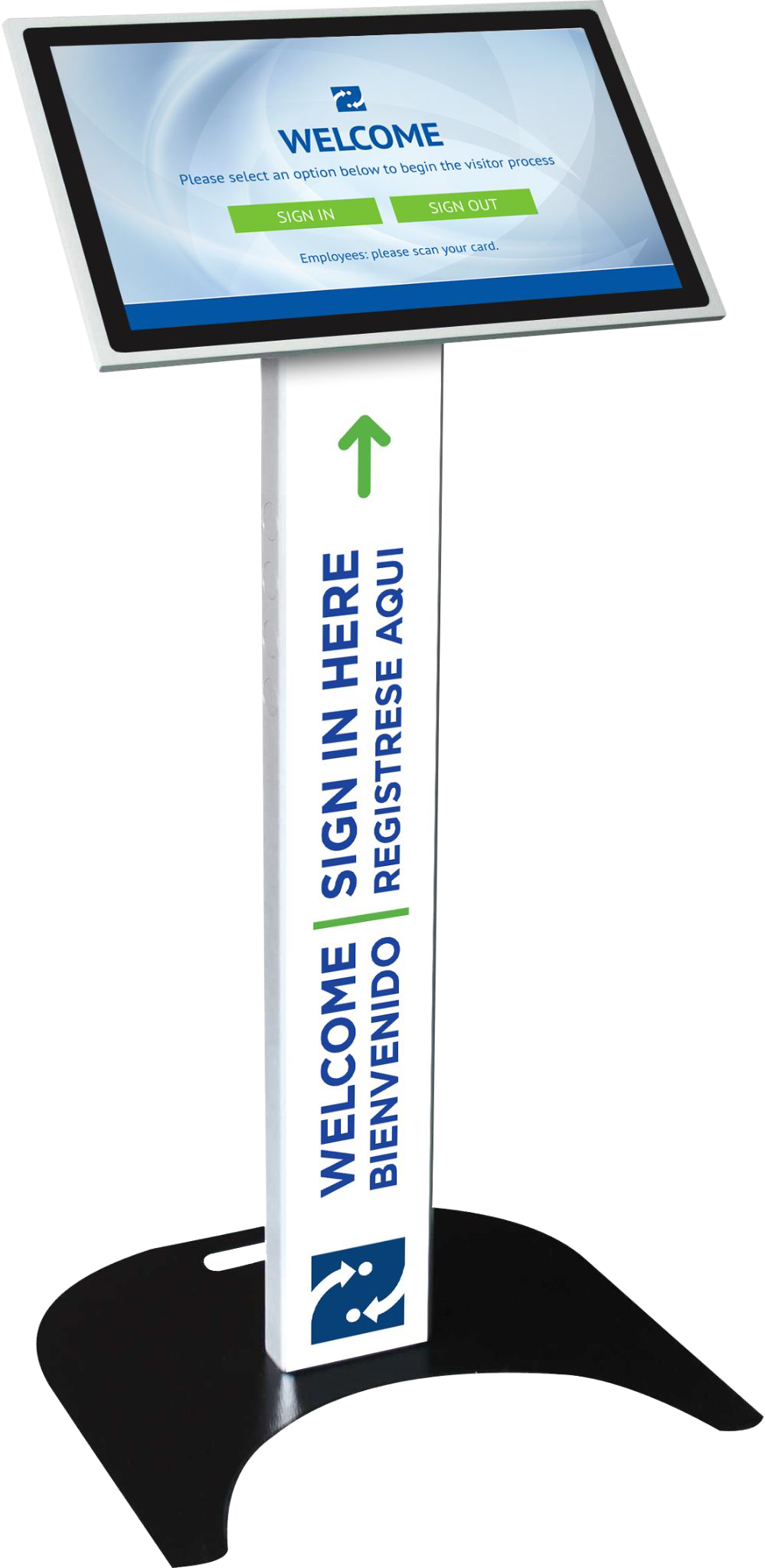 Free-standing visitor management kiosk