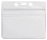 Clear Vinyl Horizontal Badge Holder with Zip Closure
